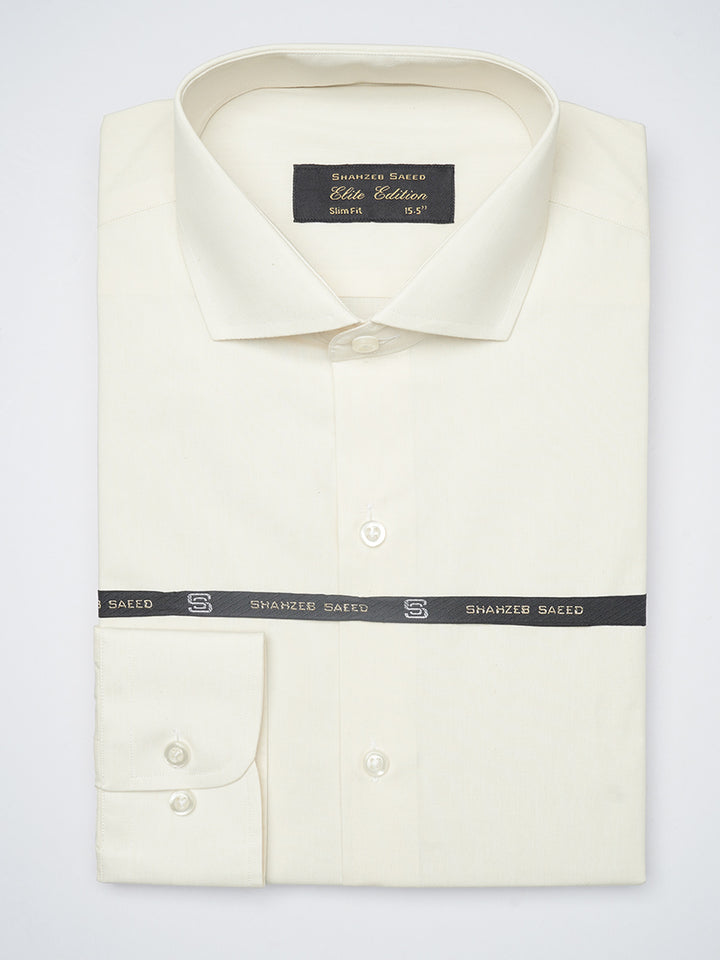 Cream Plain, Elite Edition, Cutaway Collar Men’s Formal Shirt (FS-1245)