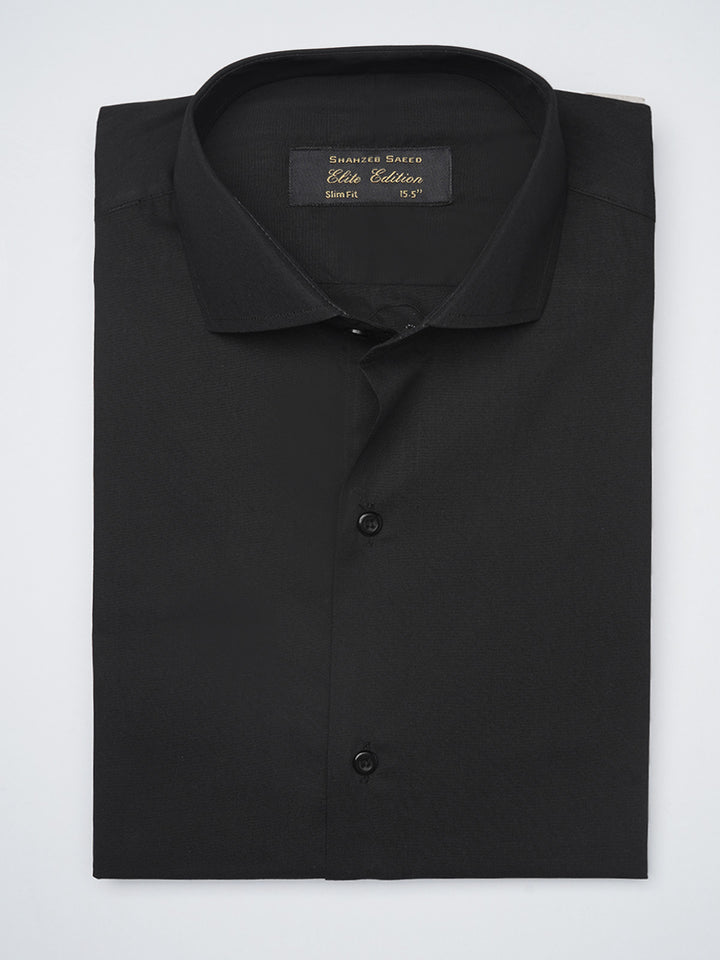 Black Plain, Elite Edition, Cutaway Collar Men’s Formal Shirt (FS-1251)