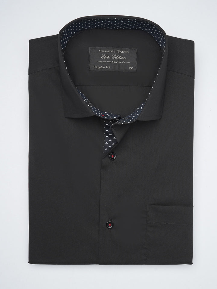 Black Plain, Elite Edition,Cutaway Collar Men’s Designer Formal Shirt (FS-1259)