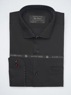 Black Plain, Elite Edition,Cutaway Collar Men’s Designer Formal Shirt (FS-1259)