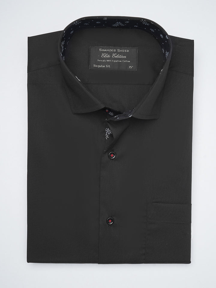 Black Plain, Elite Edition,Cutaway Collar Men’s Designer Formal Shirt (FS-1260)