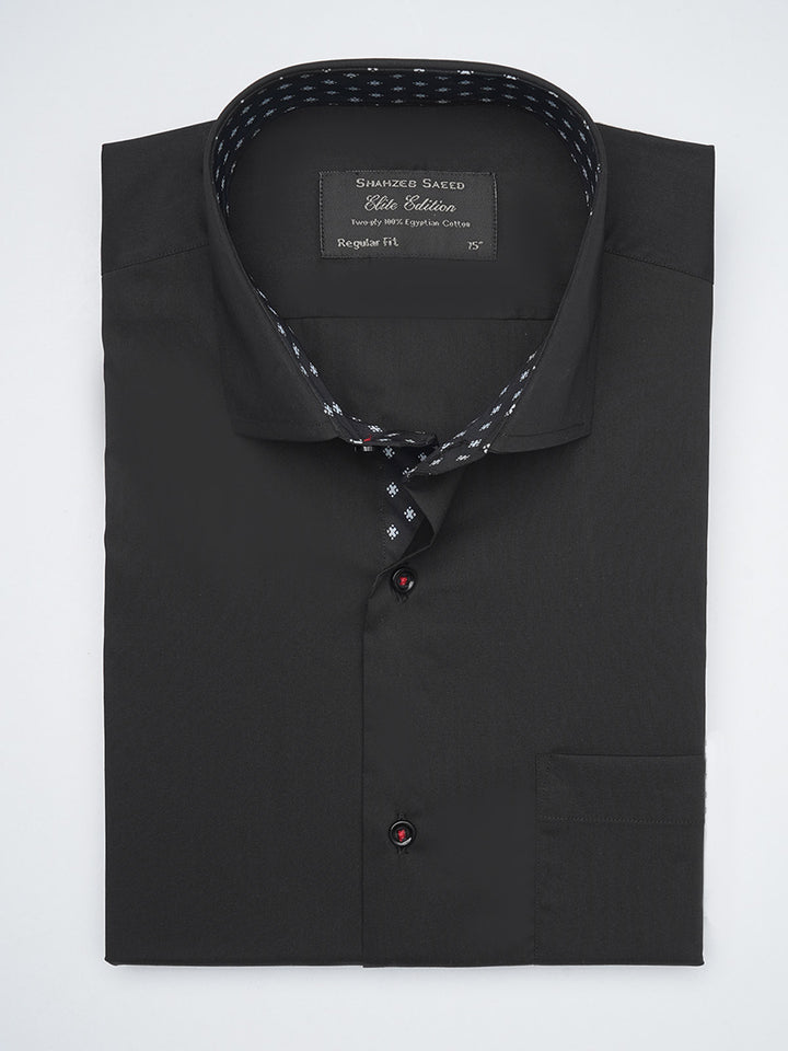 Black Plain, Elite Edition,Cutaway Collar Men’s Designer Formal Shirt (FS-1261)