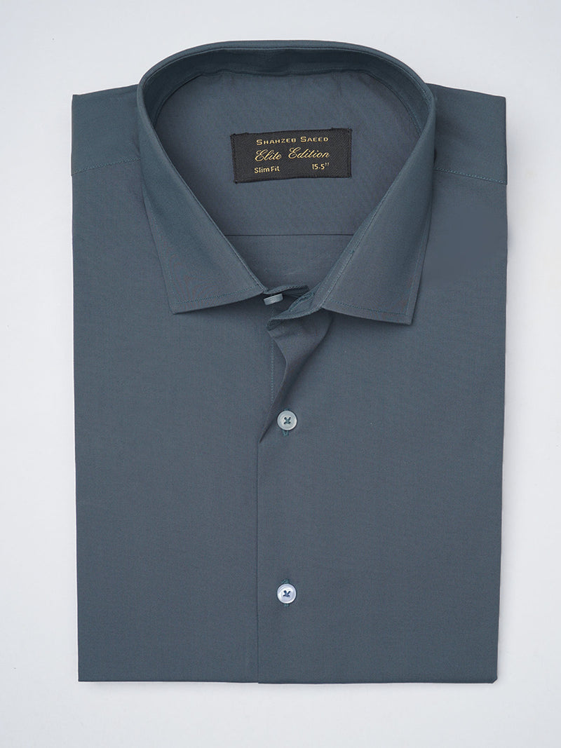 Bluish Grey Plain, Elite Edition, French  Collar Men’s Formal Shirt  (FS-1263)