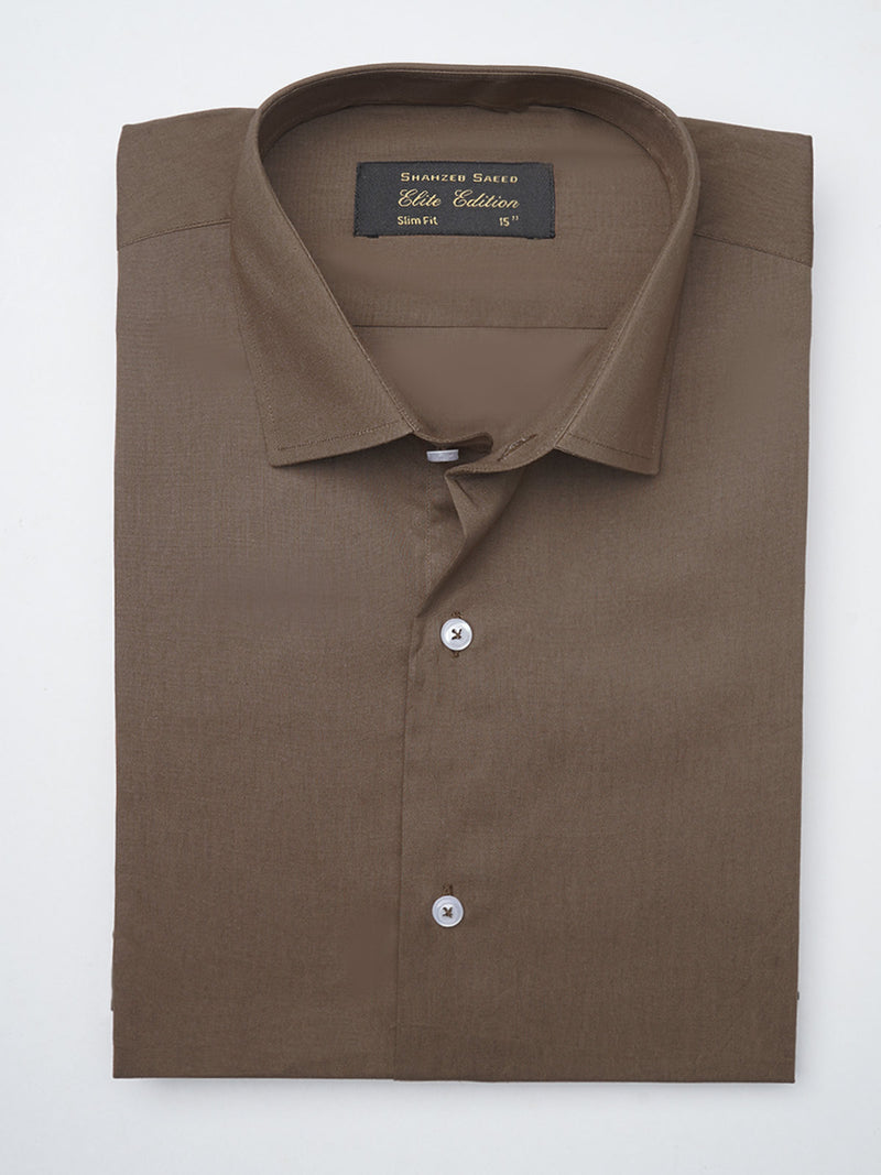 Brown Plain, Elite Edition,Cutaway Collar Men’s Formal Shirt (FS-1268)