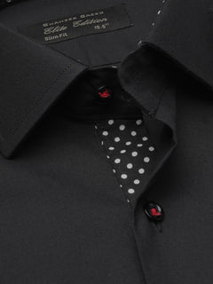 Black Plain, Elite Edition,Cutaway Collar Men’s Designer Formal Shirt (FS-1276)