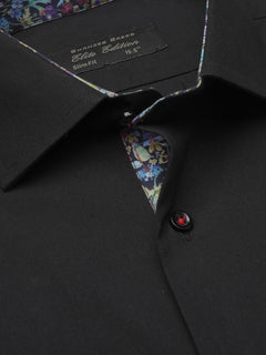 Black Plain, Elite Edition,Cutaway Collar Men’s Designer Formal Shirt (FS-1277)