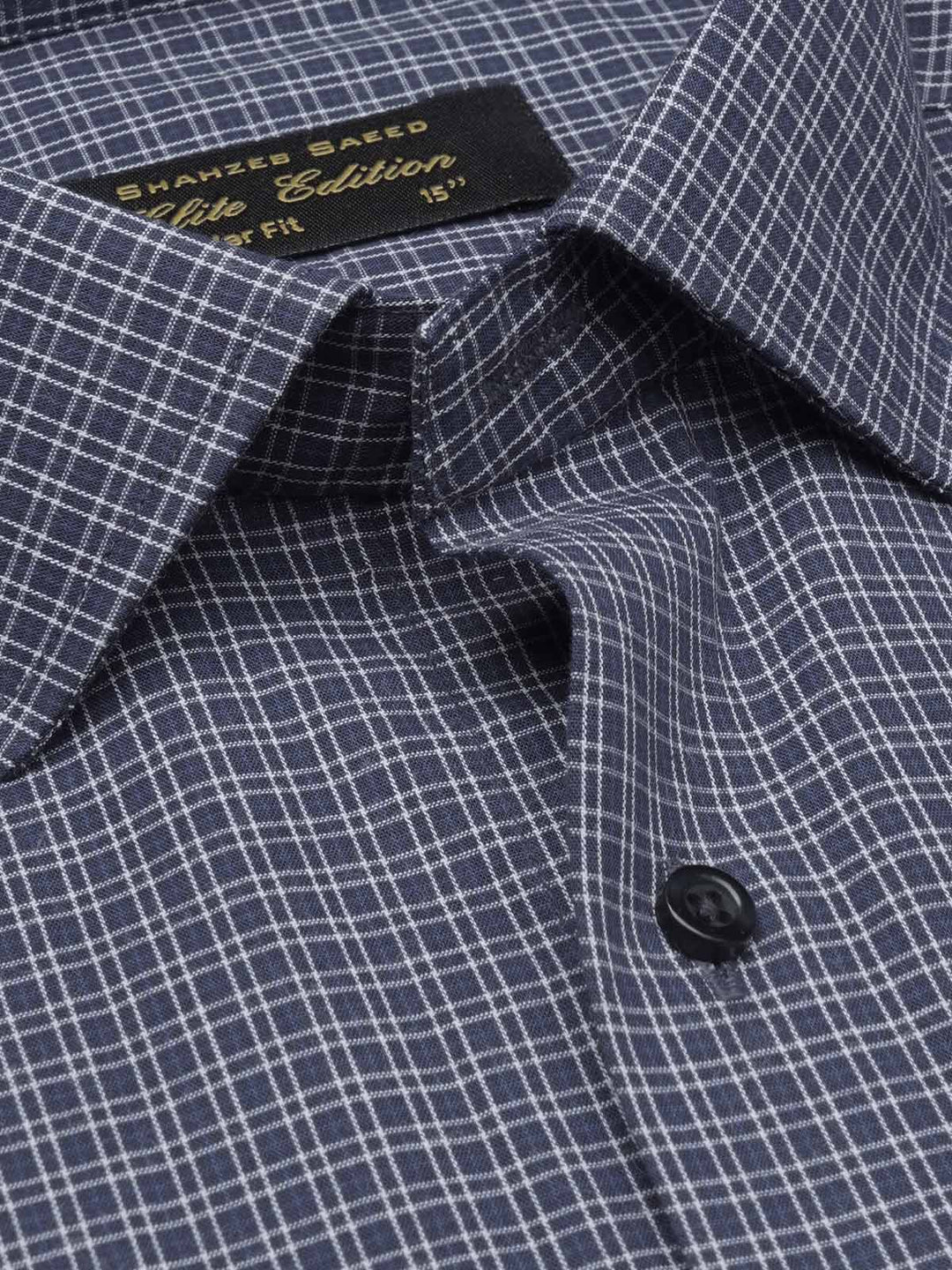 Navy Blue Micro Checkered, Elite Edition, Cutaway Collar Men’s Formal Shirt  (FS-1288)