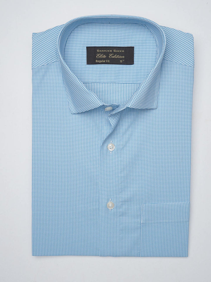 Sky Blue Self Micro Checkered, Elite Edition, Cutaway Collar Men’s Formal Shirt  (FS-1290)