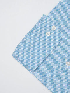 Sky Blue Self Micro Checkered, Elite Edition, Cutaway Collar Men’s Formal Shirt  (FS-1290)