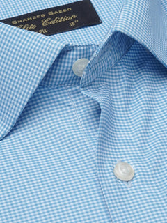 Sky Blue Self Micro Checkered, Elite Edition, Cutaway Collar Men’s Formal Shirt  (FS-1290)