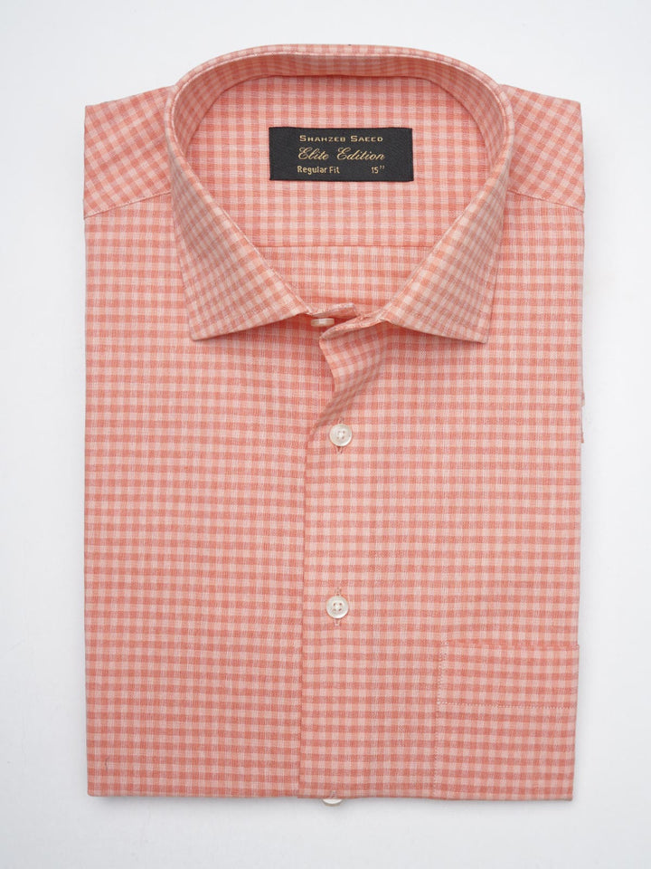 Orange Checkered, Elite Edition, Cutaway Collar Men’s Formal Shirt  (FS-1295)