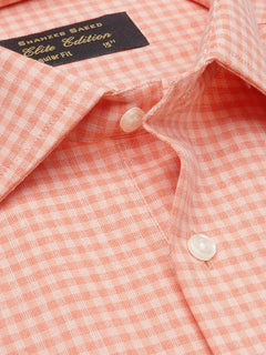 Orange Checkered, Elite Edition, Cutaway Collar Men’s Formal Shirt  (FS-1295)