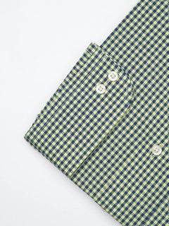 Green Micro Checkered, Elite Edition, Cutaway Collar Men’s Formal Shirt  (FS-1297)