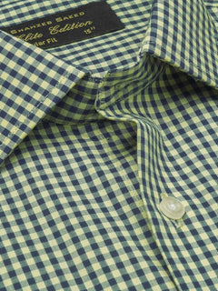 Green Micro Checkered, Elite Edition, Cutaway Collar Men’s Formal Shirt  (FS-1297)