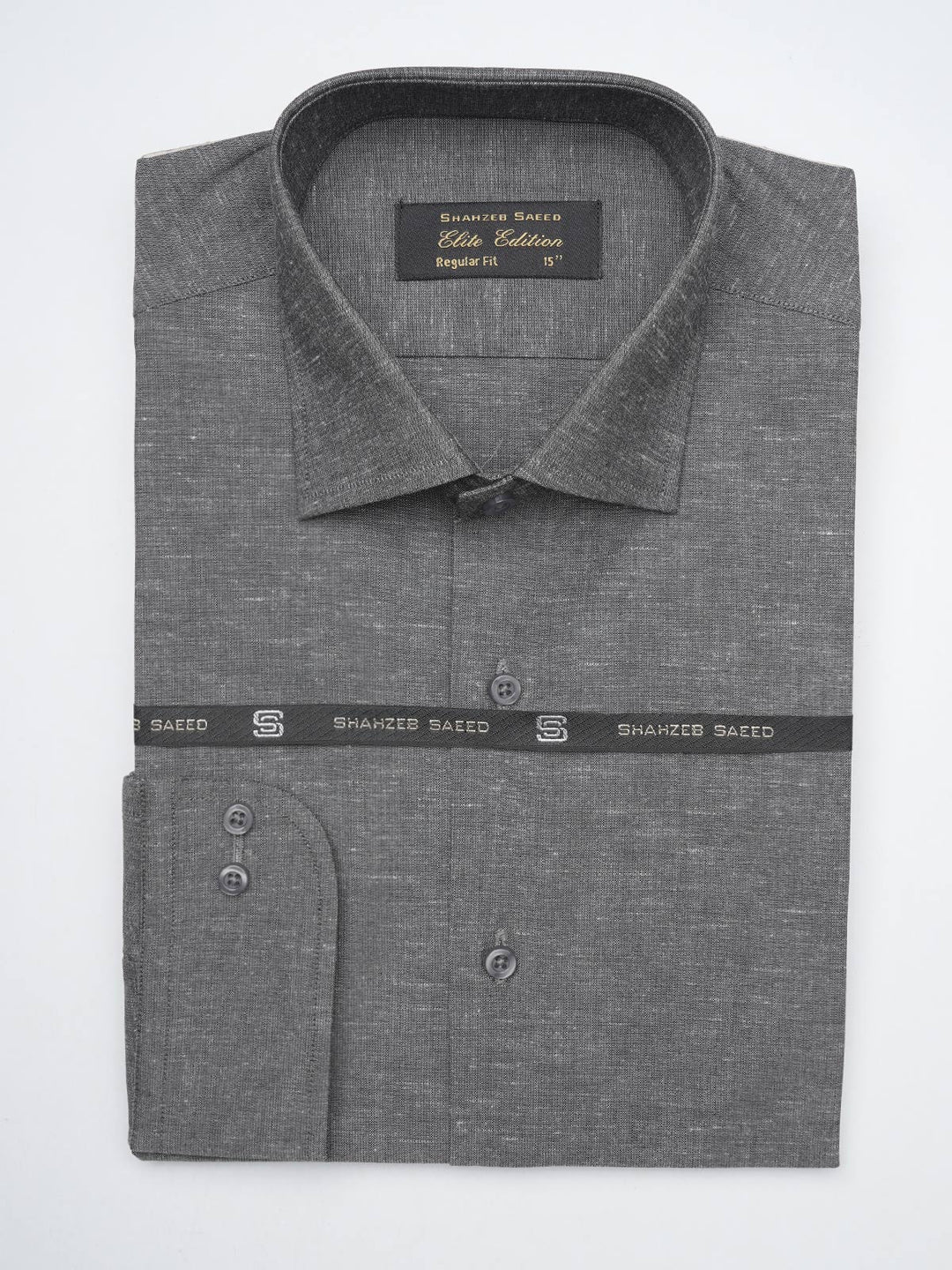 Dark Grey Self, Elite Edition, Cutaway Collar Men’s Formal Shirt  (FS-1318)