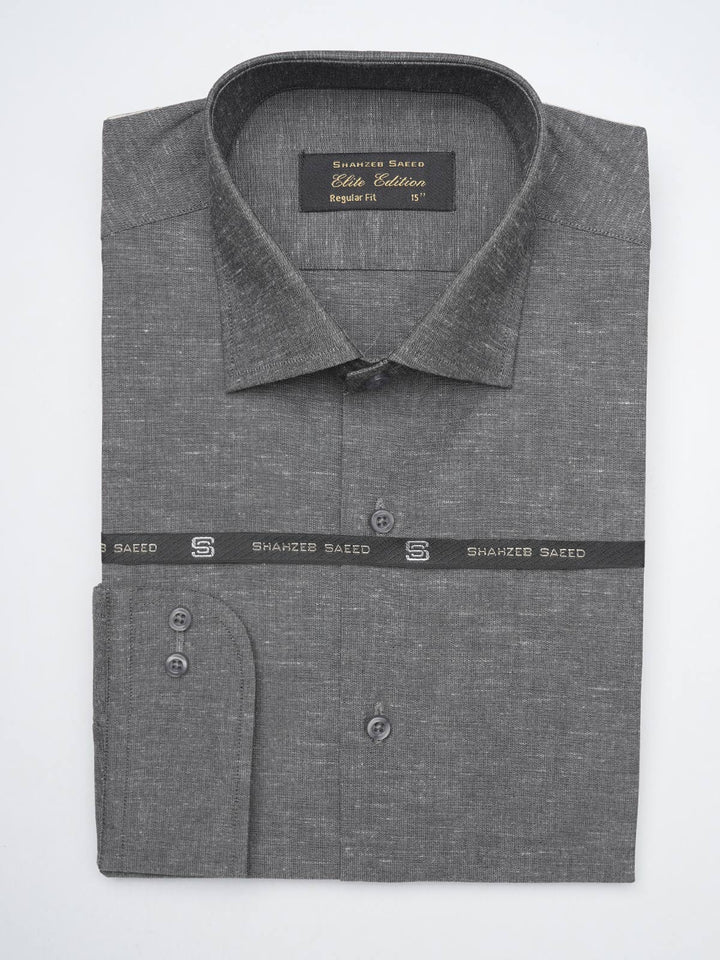 Dark Grey Self, Elite Edition, Cutaway Collar Men’s Formal Shirt  (FS-1318)