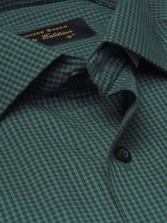 Green Micro Checkered, Elite Edition, Cutaway Collar Men’s Formal Shirt  (FS-1389)