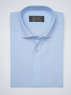 Light Blue Checkered, Elite Edition, Cutaway Collar Men’s Formal Shirt  (FS-1390)