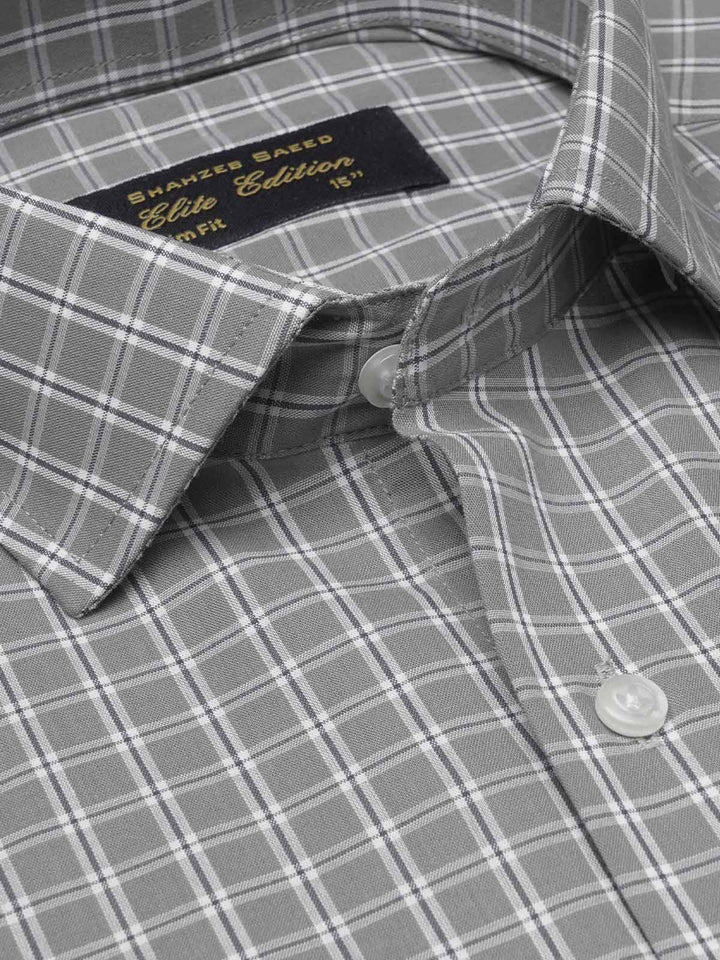 Grey Checkered, Elite Edition, Cutaway Collar Men’s Formal Shirt  (FS-1391)