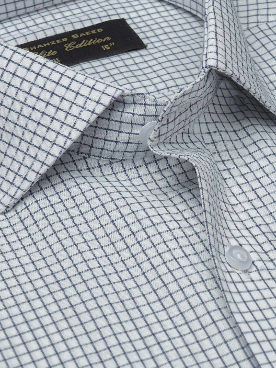 Blue & White Checkered, Elite Edition, Cutaway Collar Men’s Formal Shirt  (FS-1396)