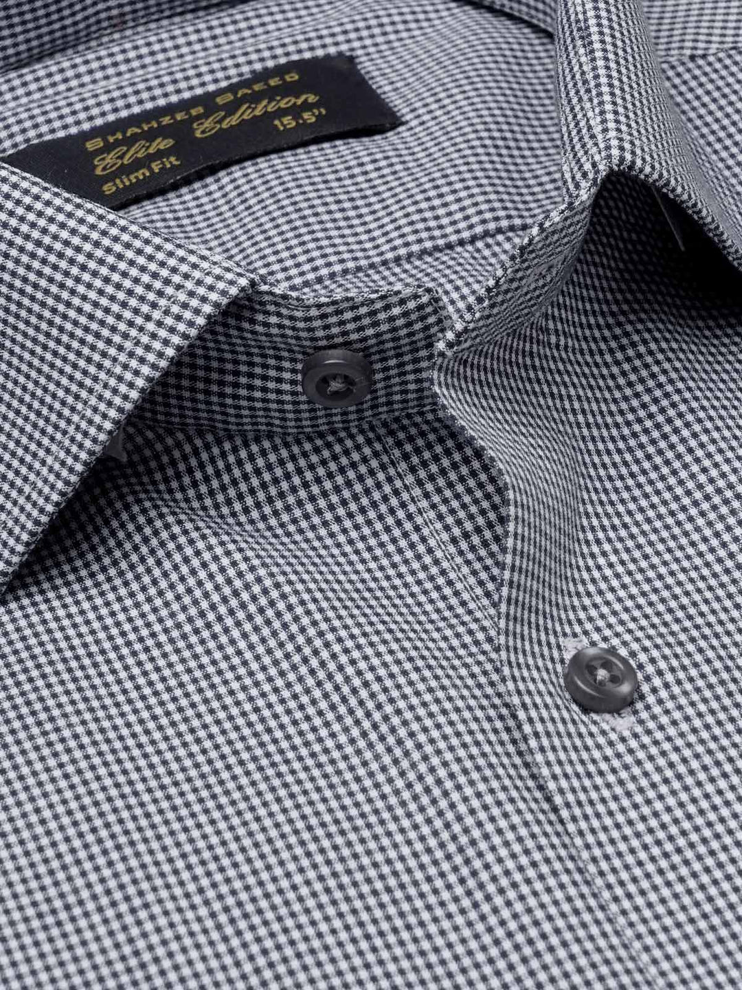 Dark Grey Micro Checkered, Elite Edition, Cutaway Collar Men’s Formal Shirt  (FS-1397)