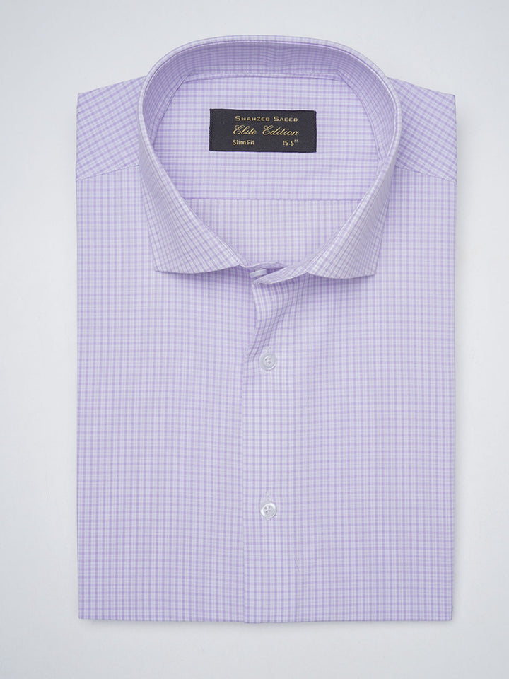 Light Purple Self Checkered, Elite Edition, Cutaway Collar Men’s Formal Shirt  (FS-1399)