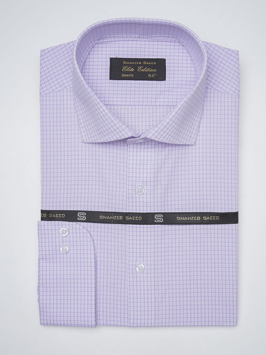 Light Purple Self Checkered, Elite Edition, Cutaway Collar Men’s Formal Shirt  (FS-1399)