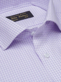 Light Purple Self Checkered, Elite Edition, Cutaway Collar Men’s Formal Shirt  (FS-1399)