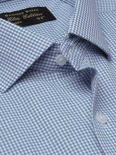Blue Micro  Checkered, Elite Edition, Cutaway Collar Men’s Formal Shirt  (FS-1400)
