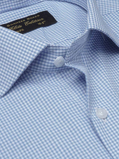 Light Blue Micro  Checkered, Elite Edition, Cutaway Collar Men’s Formal Shirt  (FS-1401)