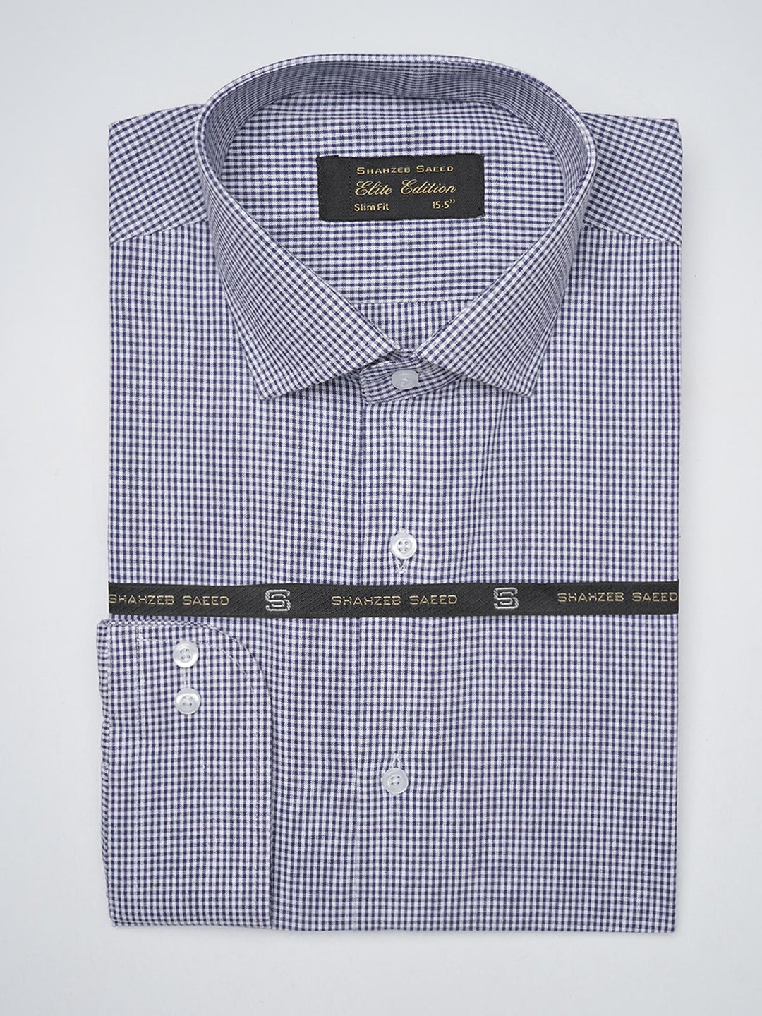 Blue Self Micro  Checkered, Elite Edition, Cutaway Collar Men’s Formal Shirt  (FS-1408)