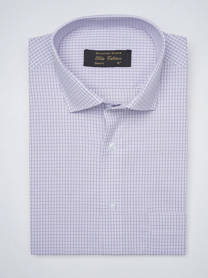 Light Purple Self Checkered, Elite Edition, Cutaway Collar Men’s Formal Shirt  (FS-1409)