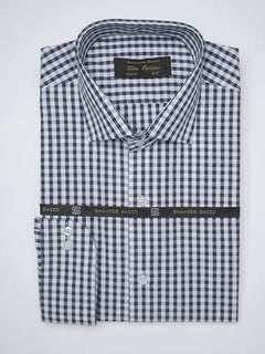 Navy Blue Checkered, Elite Edition, Cutaway Collar Men’s Formal Shirt  (FS-1416)