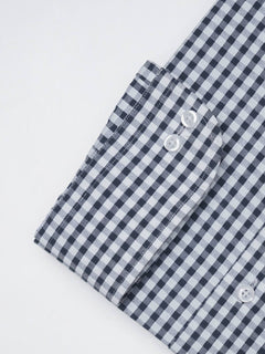 Navy Blue Checkered, Elite Edition, Cutaway Collar Men’s Formal Shirt  (FS-1416)