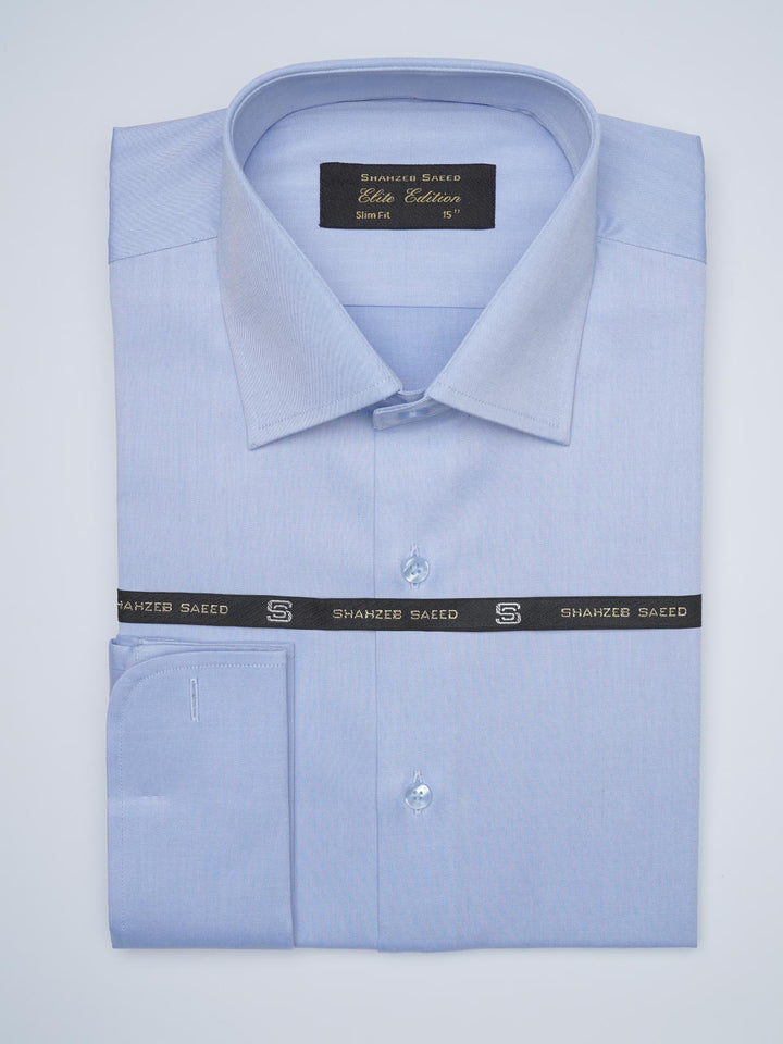 Light Blue Plain, Elite Edition, French Collar Men’s Formal Shirt  (FS-1426)