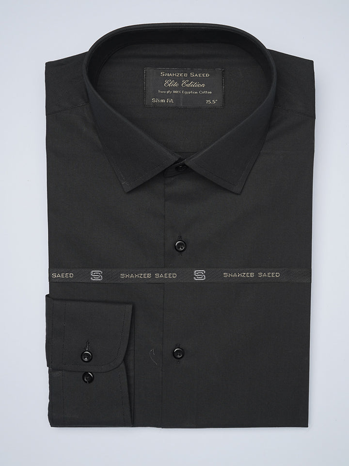 Black Plain, Elite Edition, Cutaway Collar Men’s Formal Shirt  (FS-1438)