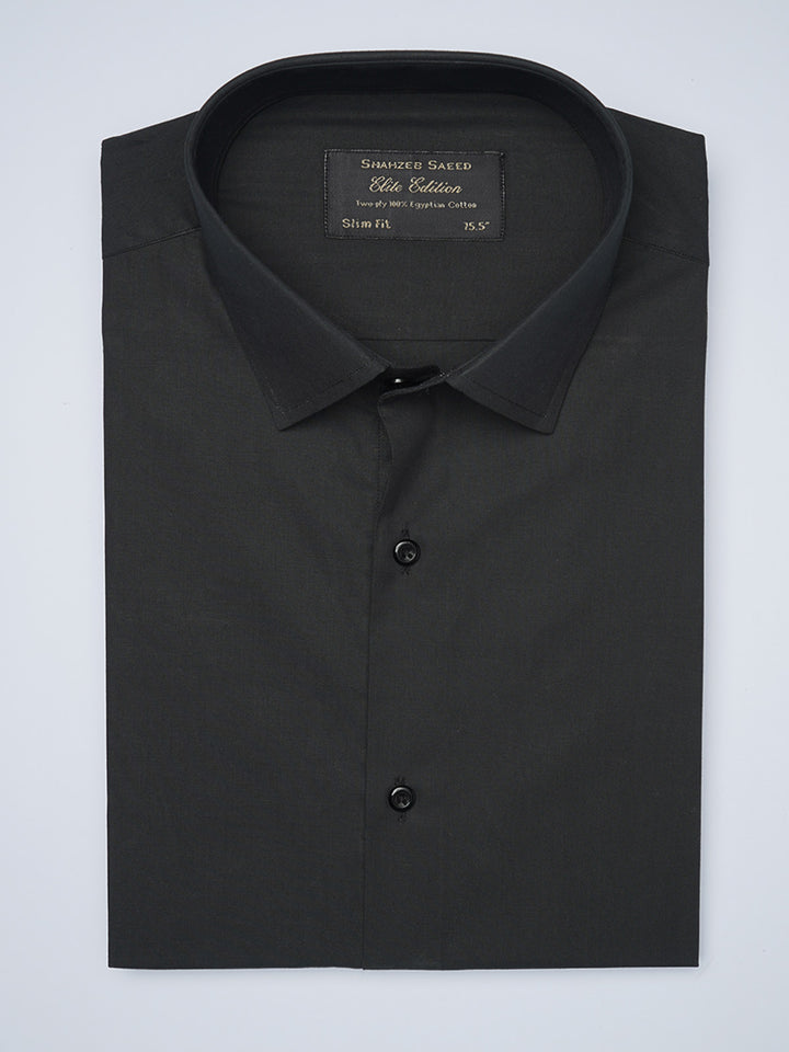 Black Plain, Elite Edition, Cutaway Collar Men’s Formal Shirt  (FS-1440)