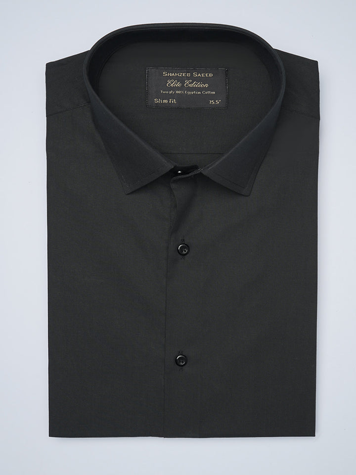 Black Plain, Elite Edition, Cutaway Collar Men’s Formal Shirt  (FS-1441)