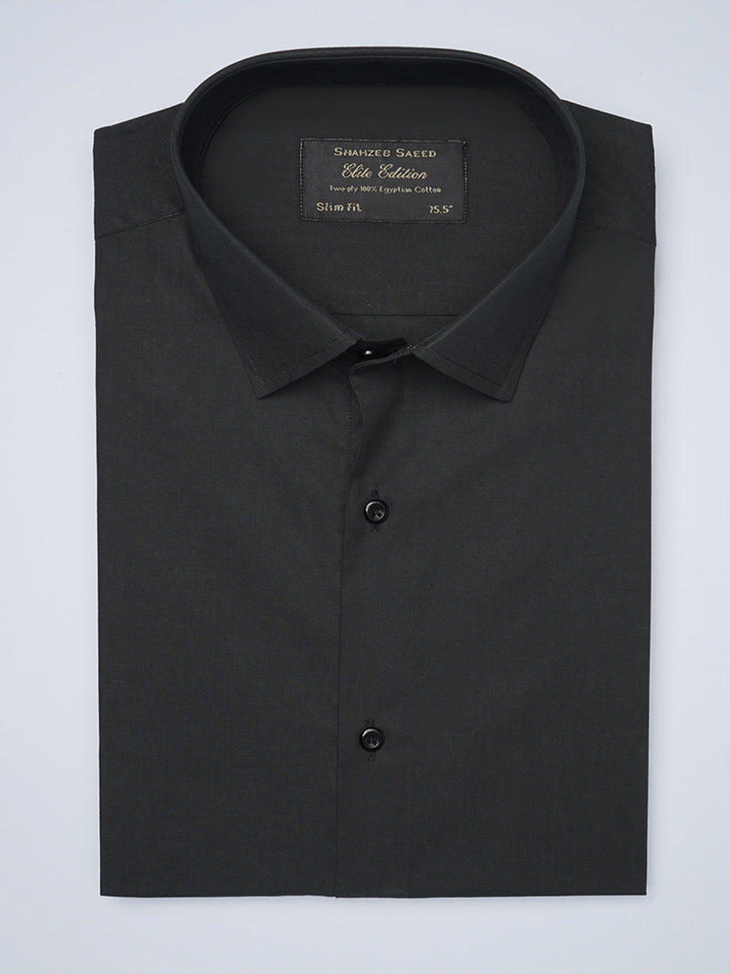 Black Plain, Elite Edition, Cutaway Collar Men’s Formal Shirt  (FS-1444)
