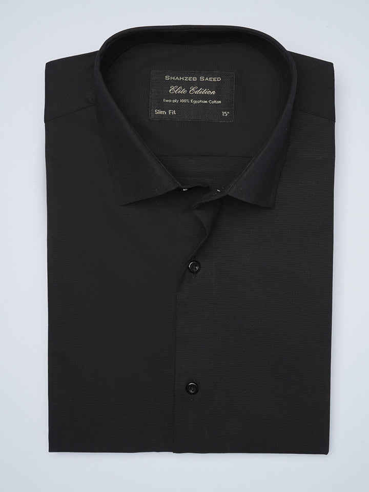 Black Plain, Elite Edition, Cutaway Collar Men’s Formal Shirt  (FS-1445)