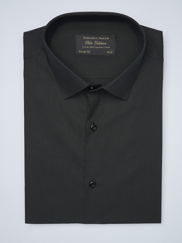 Black Plain, Elite Edition, Cutaway Collar Men’s Formal Shirt  (FS-1456)