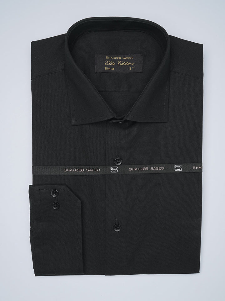 Black Plain, Elite Edition, Cutaway Collar Men’s Formal Shirt  (FS-1463)