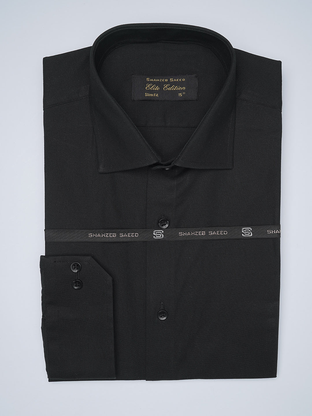 Black Plain, Elite Edition, Cutaway Collar Men’s Formal Shirt  (FS-1465)