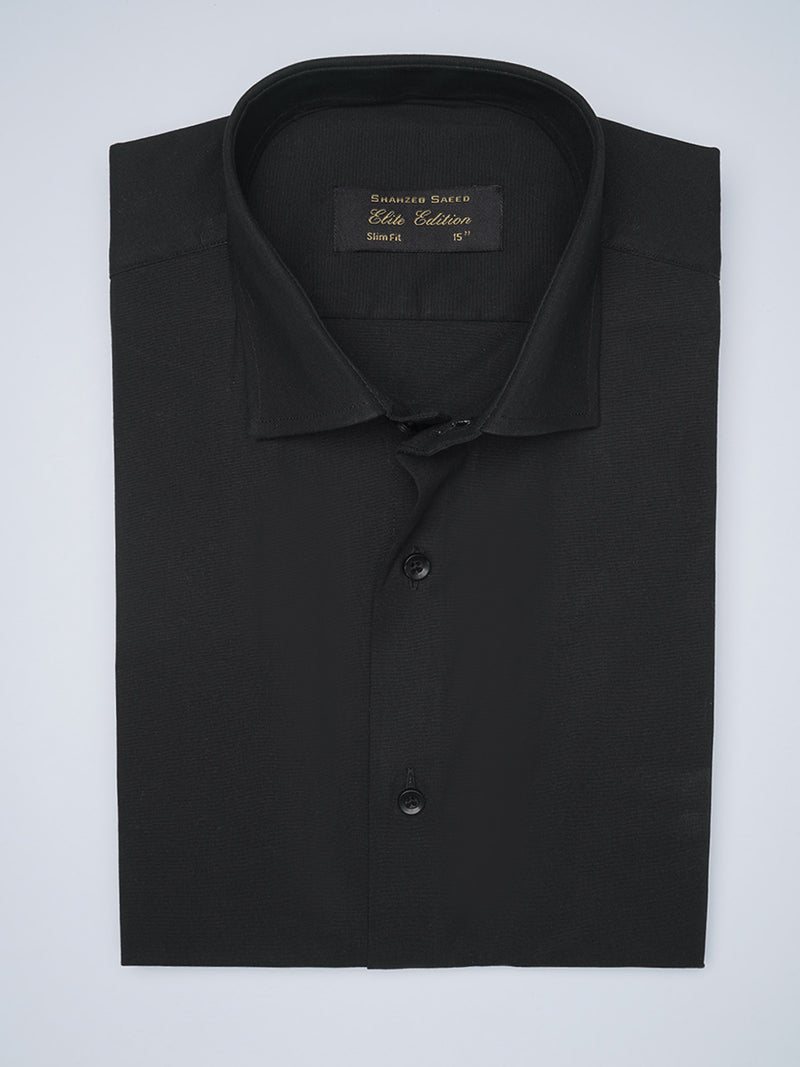 Black Plain, Elite Edition, Cutaway Collar Men’s Formal Shirt  (FS-1466)