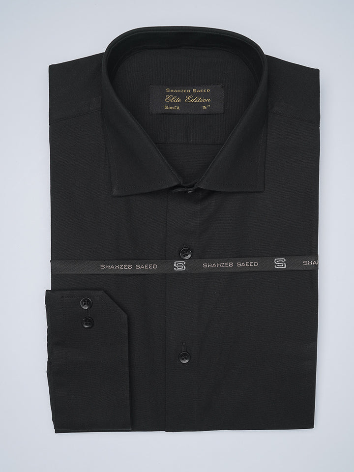 Black Plain, Elite Edition, Cutaway Collar Men’s Formal Shirt  (FS-1466)