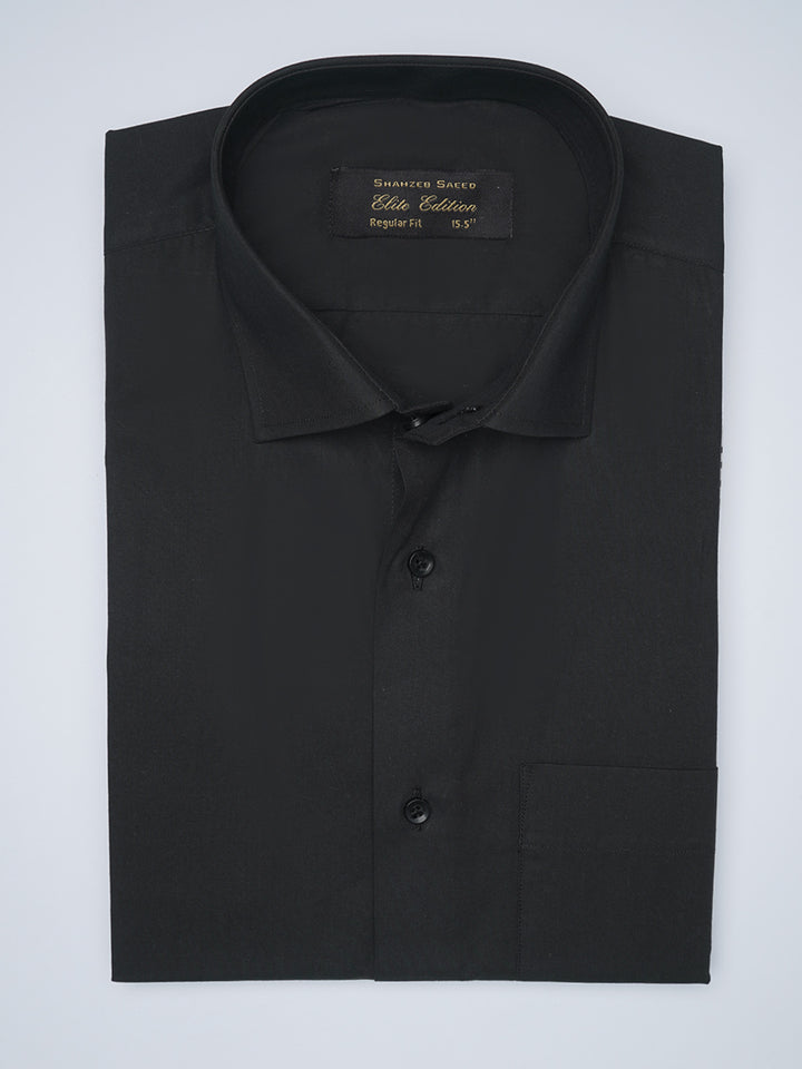 Black Plain, Elite Edition, Cutaway Collar Men’s Formal Shirt (FS-1470)