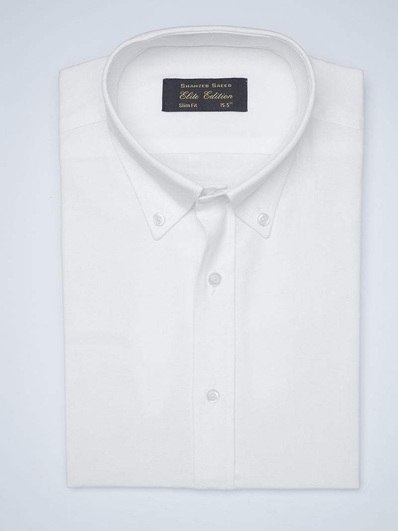 White Plain Button Down Self, Elite Edition, Men’s Formal Shirt  (FS-1472)