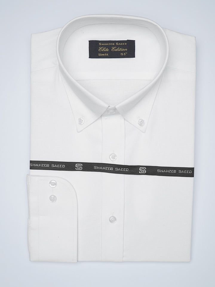 White Button Down Self, Elite Edition, Men’s Formal Shirt  (FS-1481)