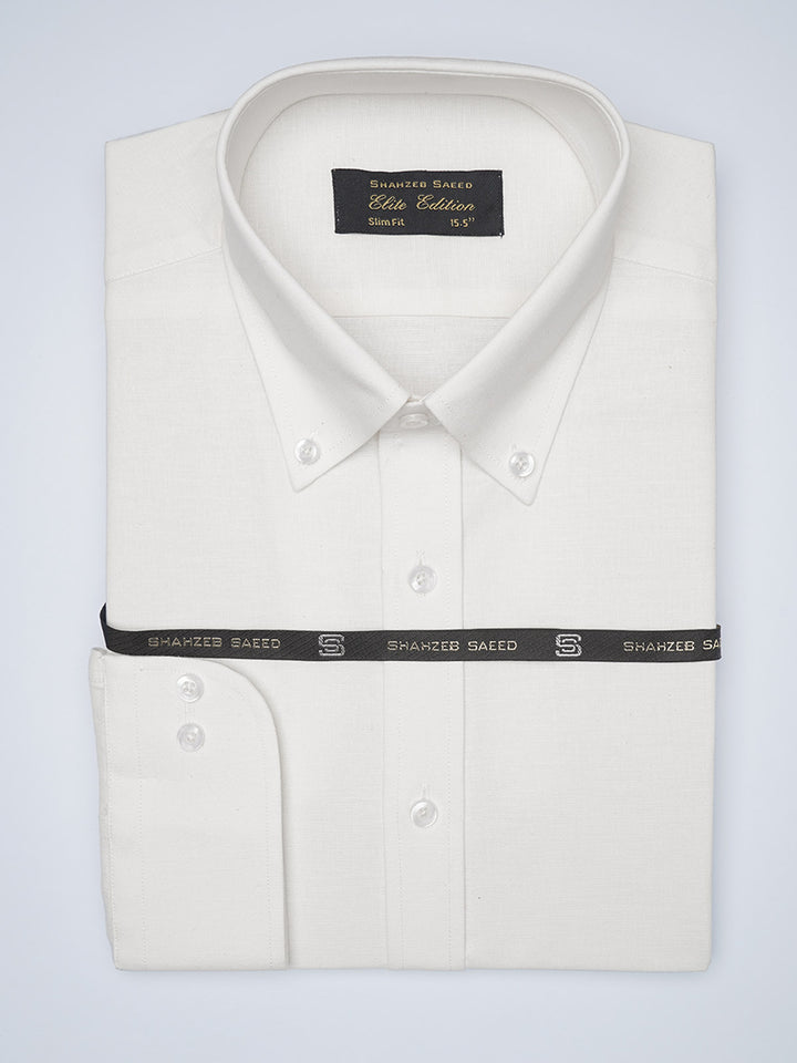 White Button Down Self, Elite Edition, Men’s Formal Shirt  (FS-1483)