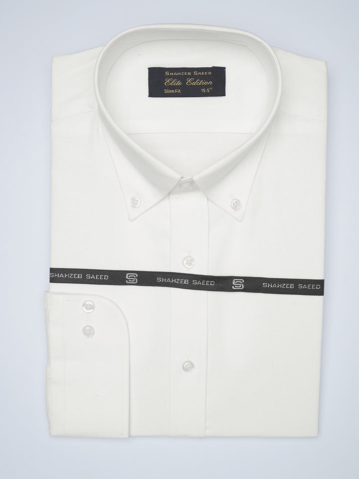 White Button Down Plain, Elite Edition, Men’s Formal Shirt  (FS-1490)